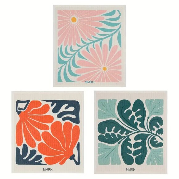 NEW Set of 6 Swedish Dishcloths - Floral Kitchen Towel Sponge Cloth, Reusable - Picture 4 of 8